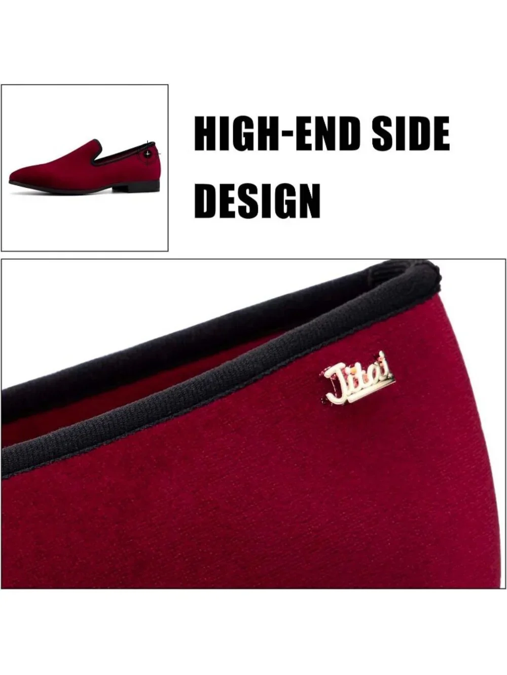 JITAI Men's Red Velvet Loafers Penny Slip On Tuxedo Wedding Fashion Prom Shoes